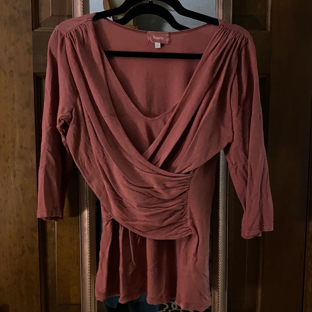 3/4 sleeve mauve / rose blouse